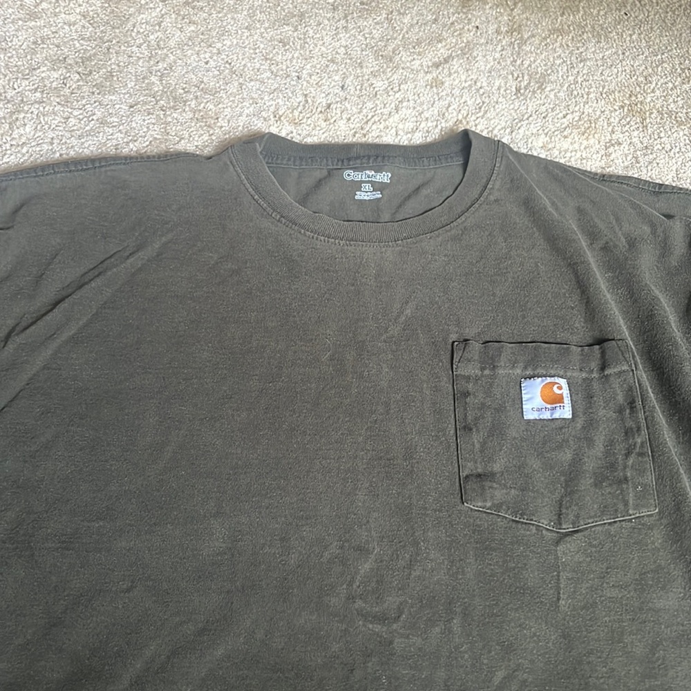 XL mens Carhartt olive green long sleeves work shirt